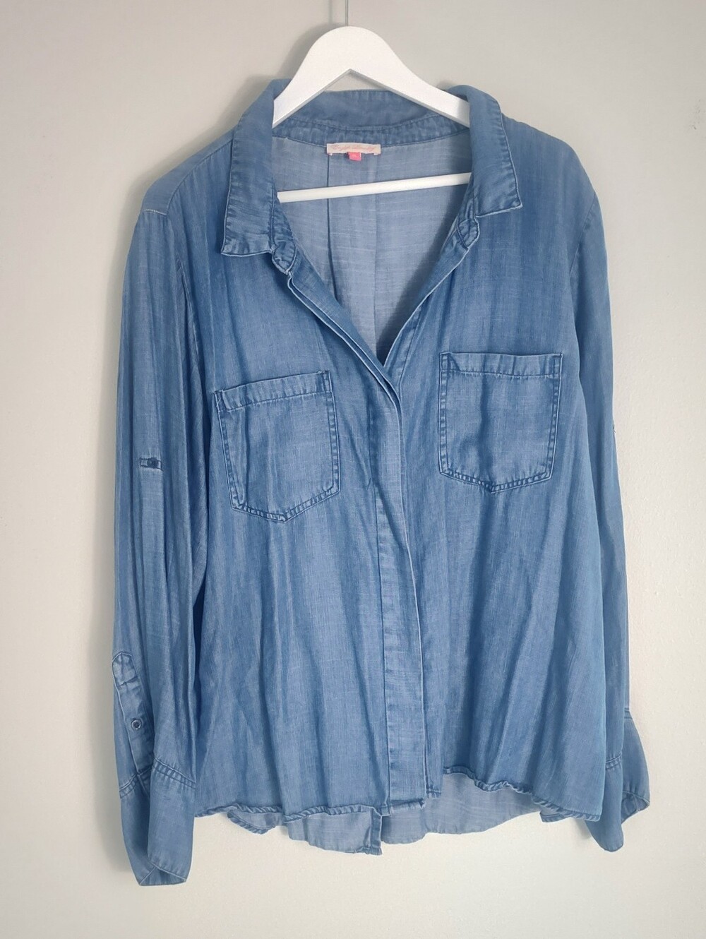 English Laundry Tencel Chambray Denim Button Front Shirt 2X